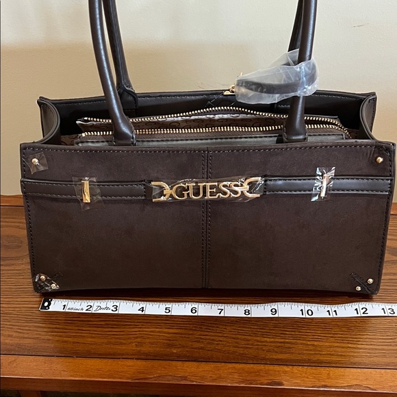 Guess | Chocolate Brown Satchel w/Iconic Logo Bag Charm - Picture 13 of 17